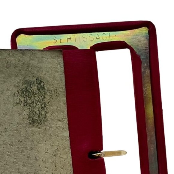 VTG Isabel Canovas Pink Leather Wide Belt Designer‎ Waist Corset Gold Rare 80's - Picture 9 of 11